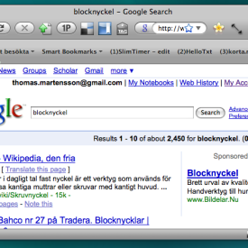 Resultat av sökning på blocknyckel i Firefox, Mac
